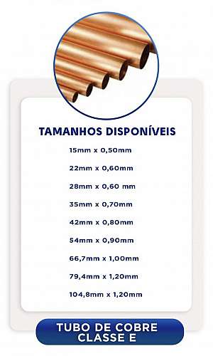 tubo de cobre classe e tubo de cobre classe e
